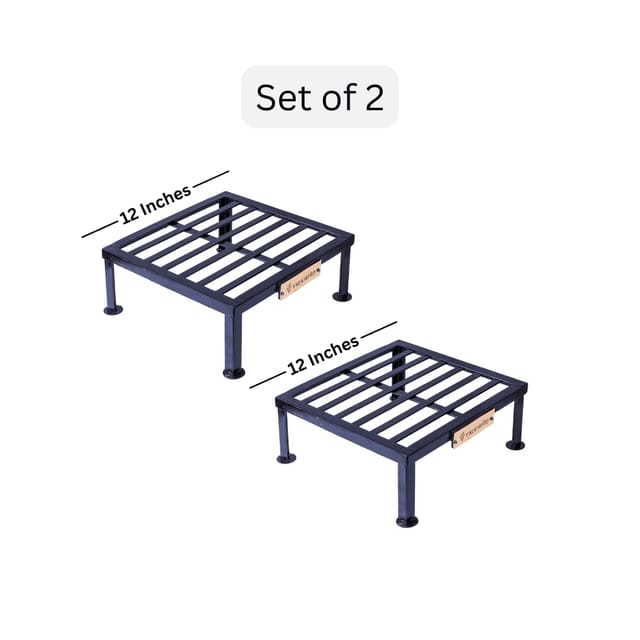 Black Iron Square Plant Stand | Size 12x12 Inches| Set of 2