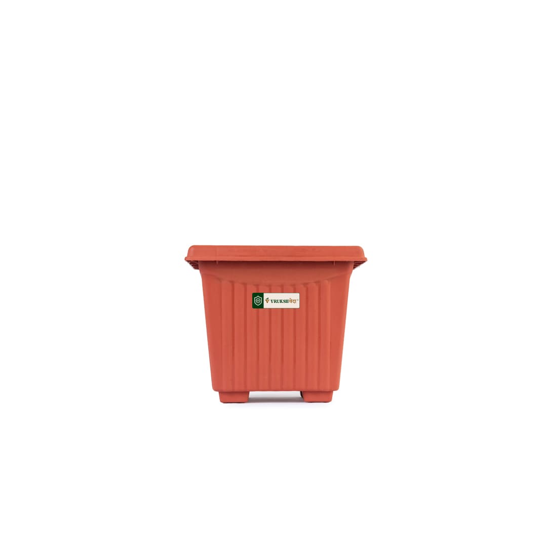 UV-Treated SquareTerracotta Plastic Pots | Set of 4 | 8 Inches
