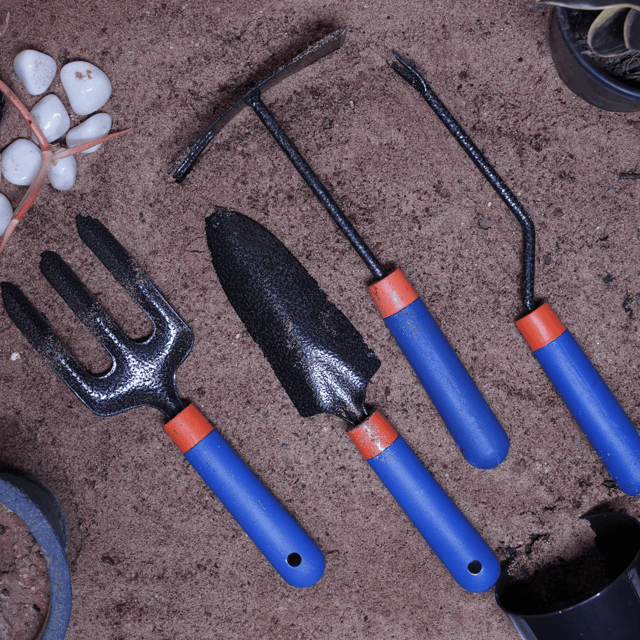 Blue Garden Tool Set of 4 | Ergonomic & Heavy-Duty Steel Kit