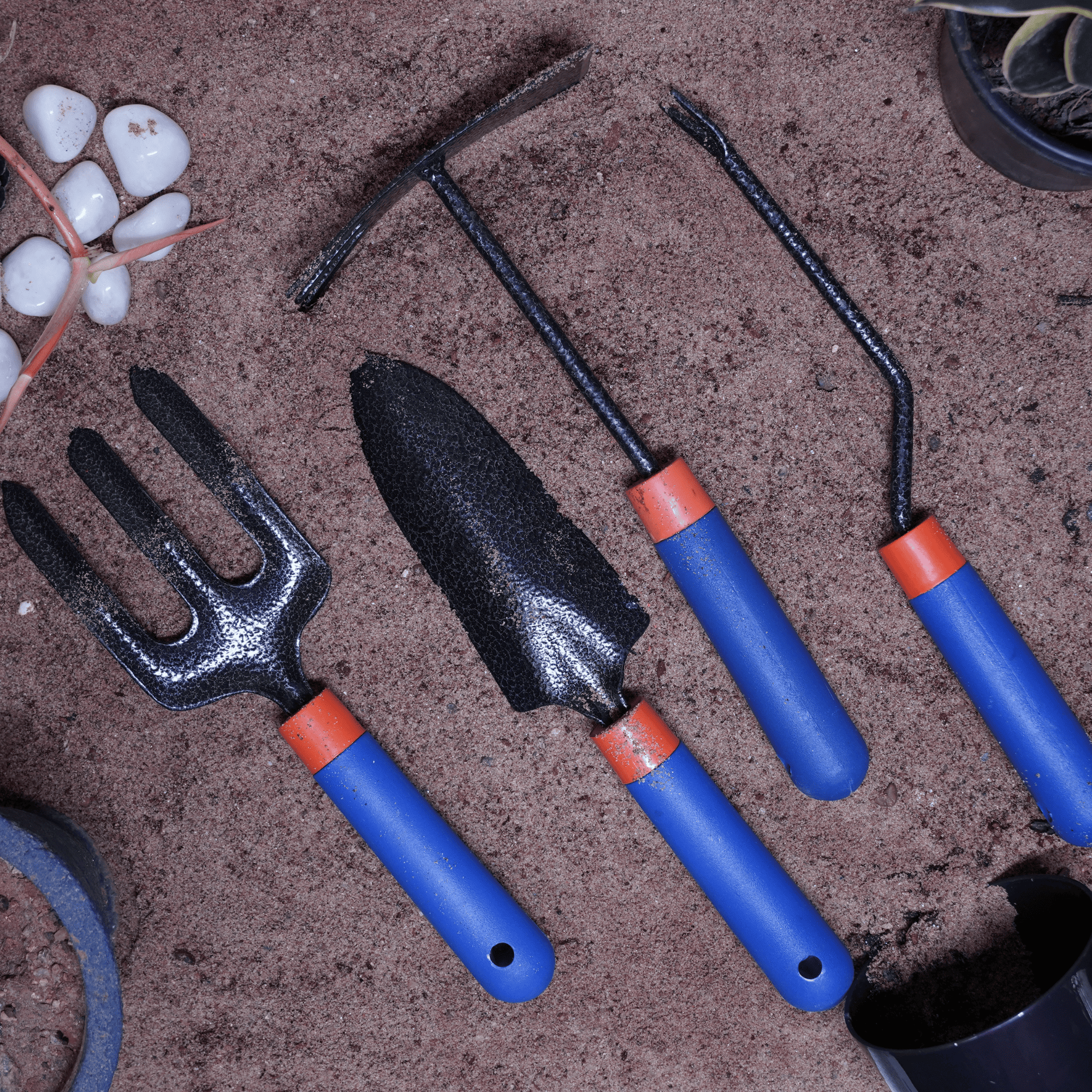 Blue Garden Tool Set of 4 | Ergonomic & Heavy-Duty Steel Kit