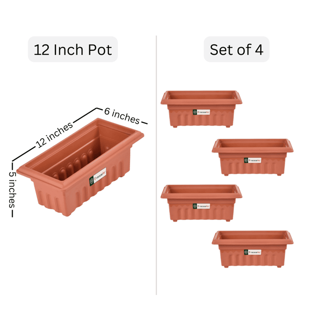 UV-Treated Window Pots | 12" Inches | Set of 4 | Indoor/Outdoor Use