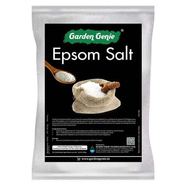 Garden Genie Epsom Salt for Plants - 100% Water Soluble Magnesium Sulphate Fertilizer, 800 Gm
