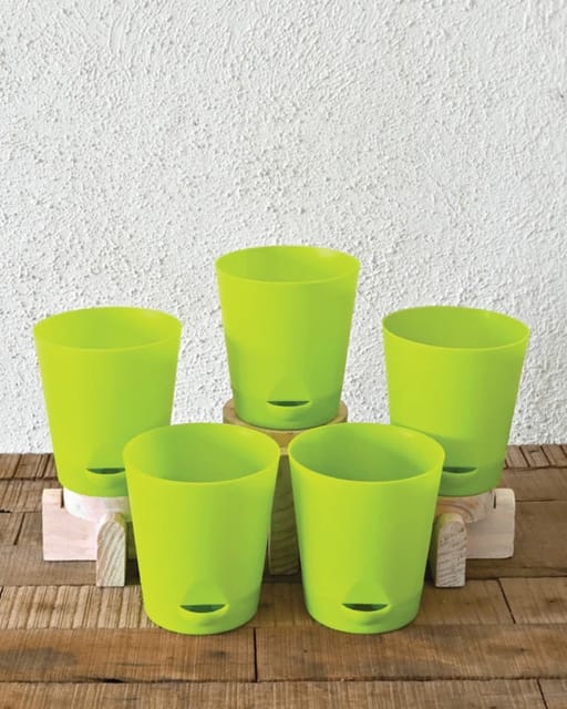 Self Watering Pots Planter for Plants Round, Bundle of 5