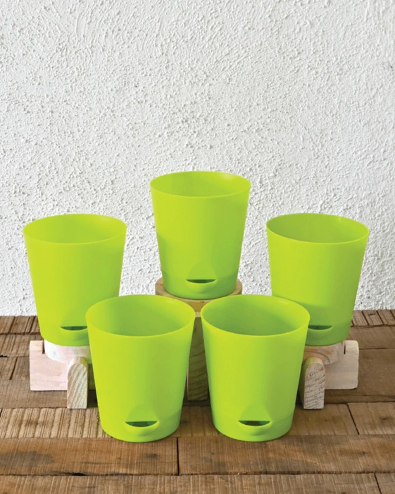 Self Watering Pots Planter for Plants Round, Bundle of 5