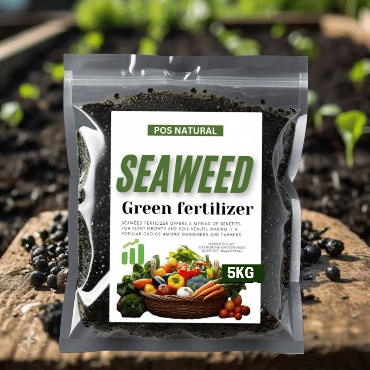 Pos Natural Seaweed Organic Plant Fertilizer For Fruit, Flower, Vegetable, Indoor, & Outdoor Plants