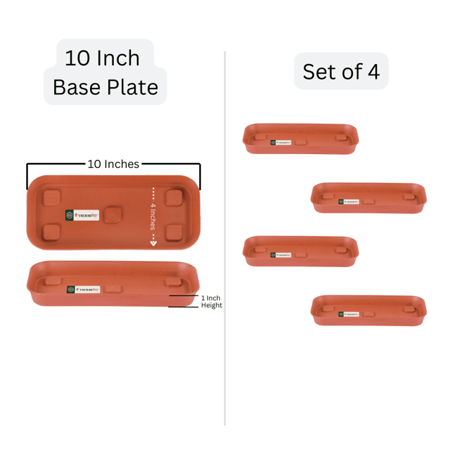 UV-Treated Window Planter Pots Base Plates | 10" Inches | Set of 4 | Indoor/Outdoor Use