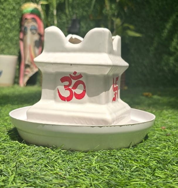 Ceramic Tulsi Planter Pot 4.5 Inch | White Square Pot with Drain Plate