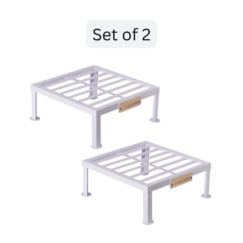 Iron Square Plant Stands | White Powder Coated| 12x12 Inches | Set of 2