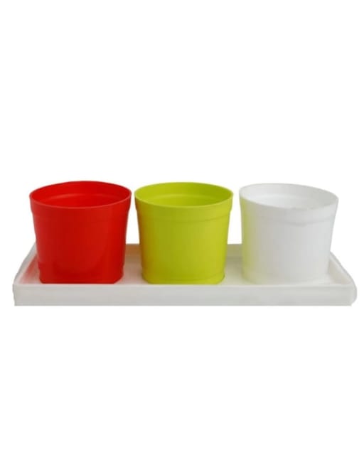 Succulent Plastic Planter Set With Tray (3.5" Each) Succulent Plastic Planter Set With Tray (3.5" Each)