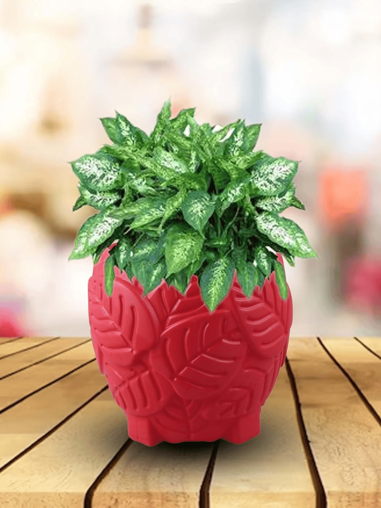 Leaf Design Flower Pot | Indoor-Outdoor Planter for Home Decor |  8-Inch | SET OF 2