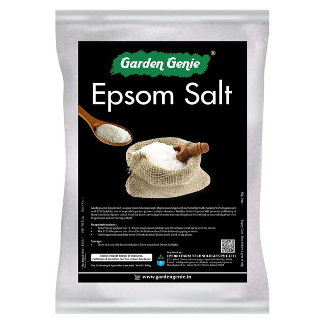 Garden Genie Epsom Salt for Plants - 100% Water Soluble Magnesium Sulphate Fertilizer, 800 Gm