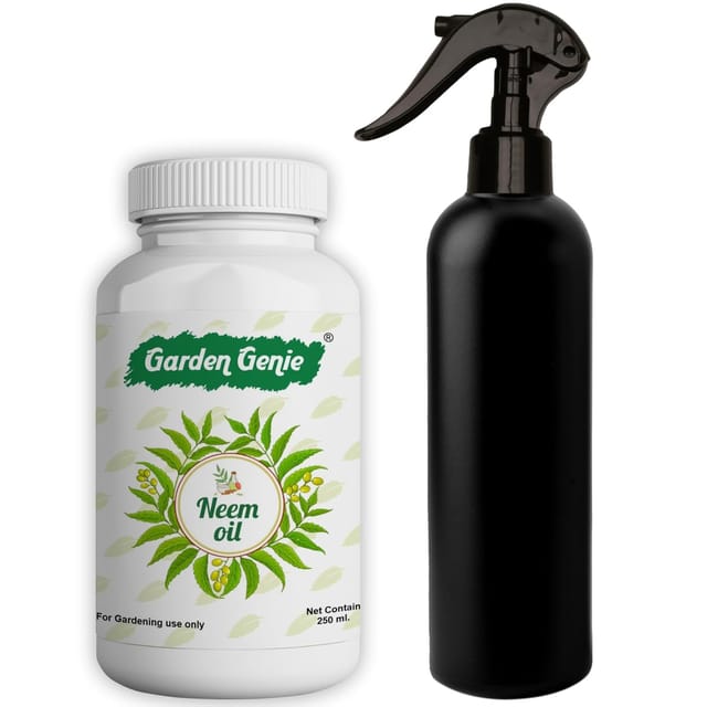 Garden Genie Pure Organic Cold Pressed Water Soluble Neem Oil for Plants with Empty Spray Bottle, 250ml