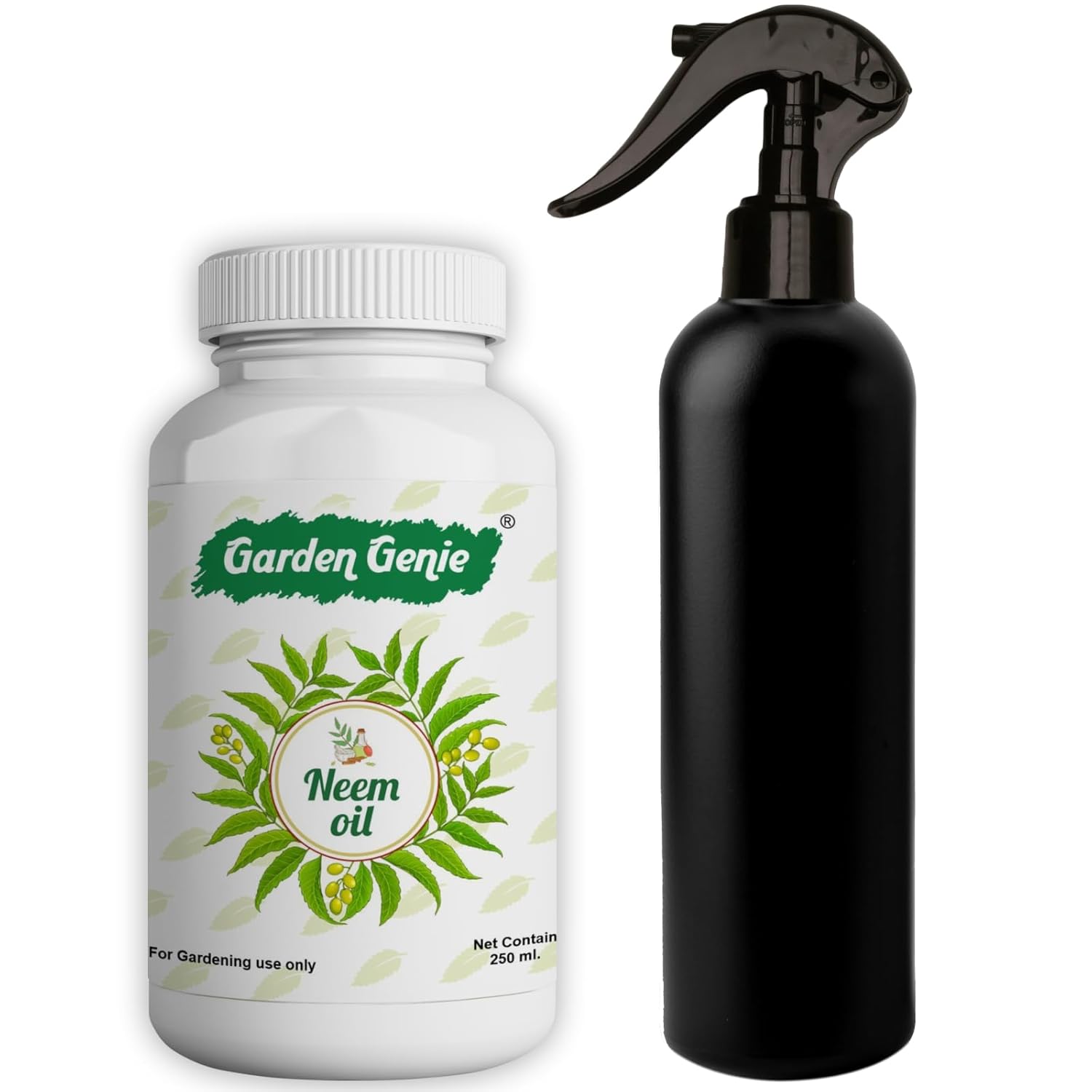 Garden Genie Pure Organic Cold Pressed Water Soluble Neem Oil for Plants with Empty Spray Bottle, 250ml