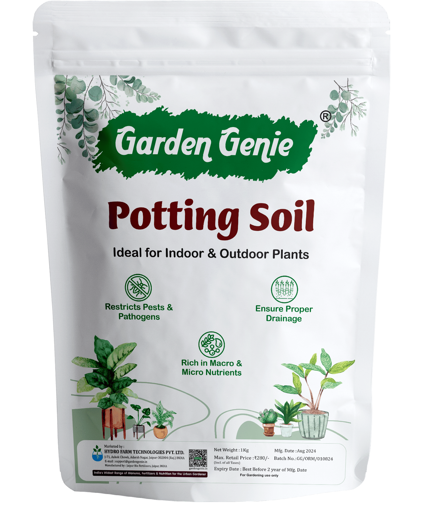 Garden Genie Potting Soil Mix for Plants | Ready to Use Potting Mix Fertilizer for Indoor Outdoor Home Garden, 1 Kg