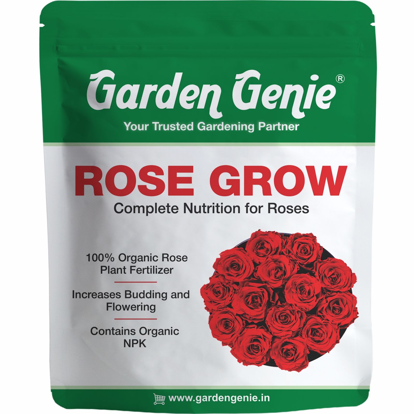 Garden Genie Rose Plant Fertilizer - Promotes Growth, Flowering, Vibrant Blooms 800 Gm, Powder