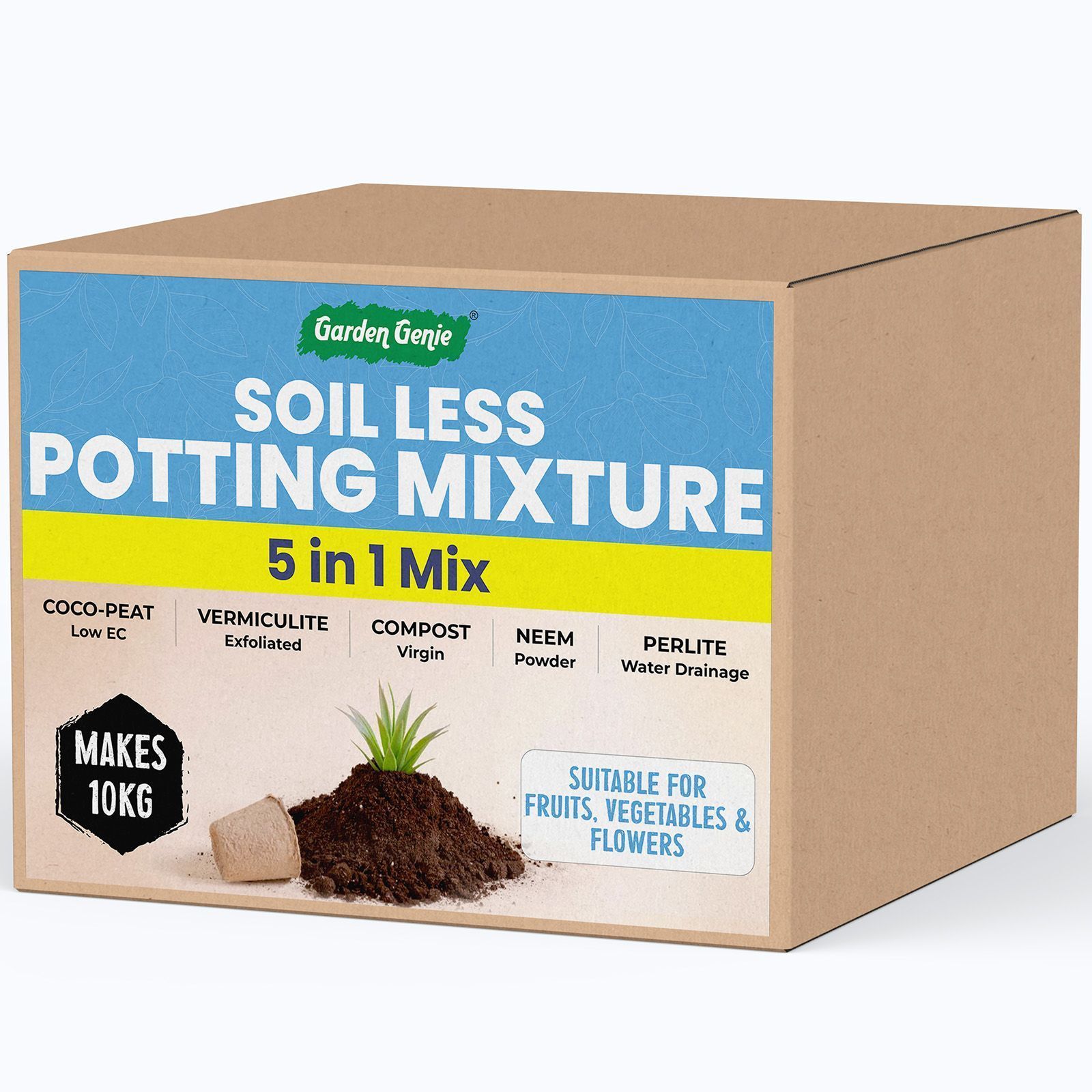 Garden Genie 5 in 1 Soil Less Potting Mixture - Makes 10 Kg of Fluffy Pot Mix