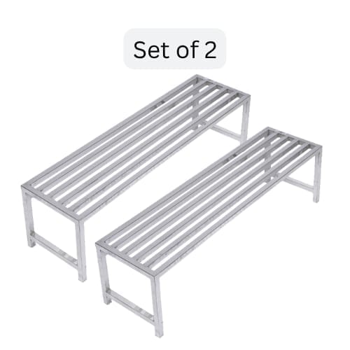 Plant Stands Set of 2 | Stainless Steel Bench Stand | 3ft-5ft Length, 10inches Height | Heavy-Duty & Durable for Balcony, Garden, Terrace, Indoor Outdoor Use Plant Stands Set of 2 | Stainless Steel Bench Stand | 3ft-5ft Length, 10inches Height | Heavy-Duty & Durable for Balcony, Garden, Terrace, Indoor Outdoor Use