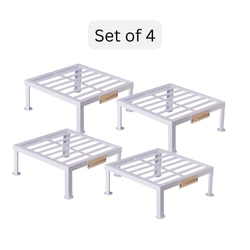 Iron Square Plant Stands | White Powder Coated | 12x12 Inches | Set of 4