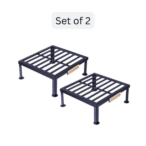 Black Iron Square Plant Stand | Size 12x12 Inches| Set of 2
