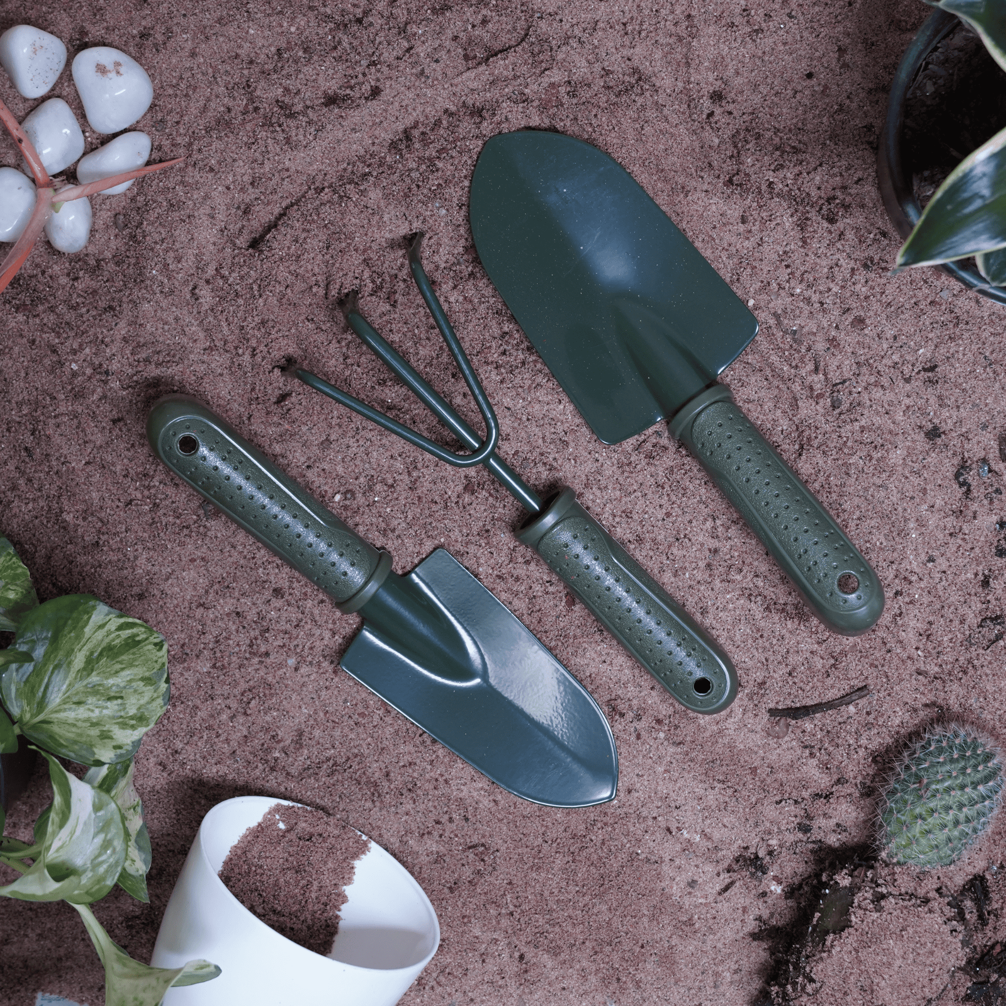 Military Green Garden Tools Set of 3 | Durable & Heavy-Duty Kit