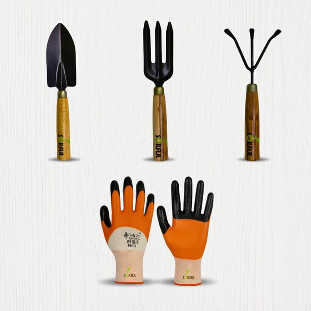 4-in-1 Mini Gardening Tools Set | Heavy Duty Steel Tools for Terrace & Home Garden