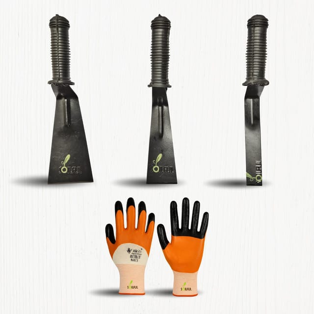 Gardening Tools Set Online | 3 Trowels (1,2,3 inch) + Gardening Gloves Combo