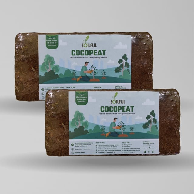 Organic Cocopeat Brick, Compressed Coconut Coir for Potting Mix & Seed Starting | pack of 2 | 1 Kg