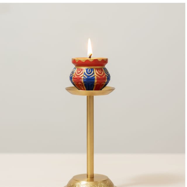 Hand-Painted Pot Shaped Soy Wax Diya