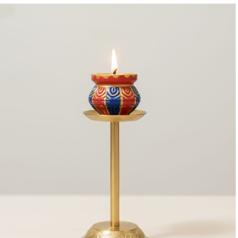 Hand-Painted Pot Shaped Soy Wax Diya
