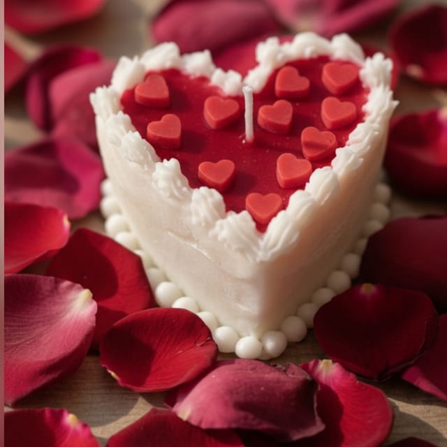 Soy Wax Scented Cake With hearts Candle