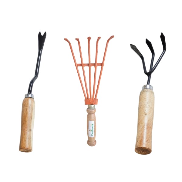 Home Gardening Tools Combo Set of 3 - Weeder, Rake & Cultivator