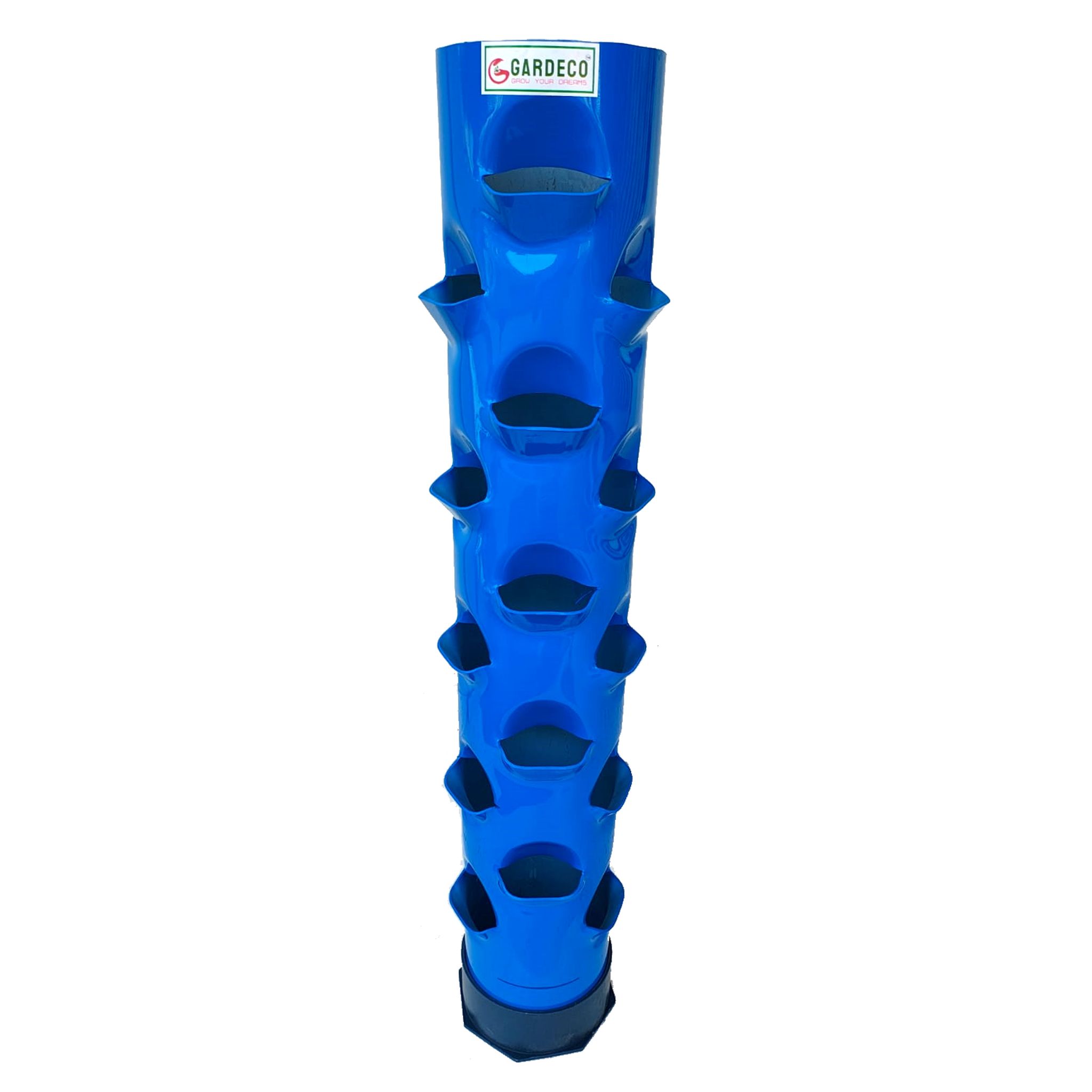 Leafy Vegetable Tower 3ft Blue | Vertical Soil Planter for 15+1 Plants