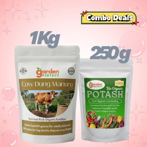 Garden Perfect Cow Dung Manure and Organic Potash Combo for Home Gardening and Plants