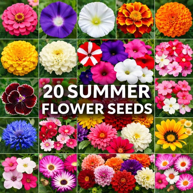 All-in-One Summer Flower Premium Seeds Combo (20 Varieties)