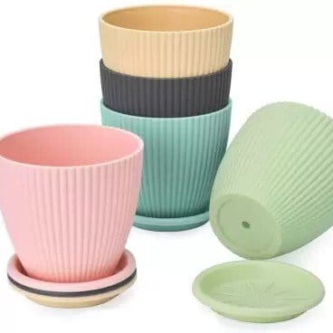 Plants Villa - Gardening Plastic Pots For Home Gardeningning Flower Pots Plant Container Set_(Pack Of 5 Set)