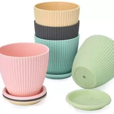 Plants Villa - Gardening Plastic Pots For Home Gardeningning Flower Pots Plant Container Set (Pack Of 5 Set)