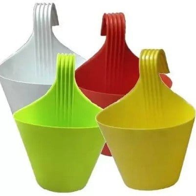 [Plants Glory] Gardening Railing Grill Hanging Flower Pots (Pack Of 6)