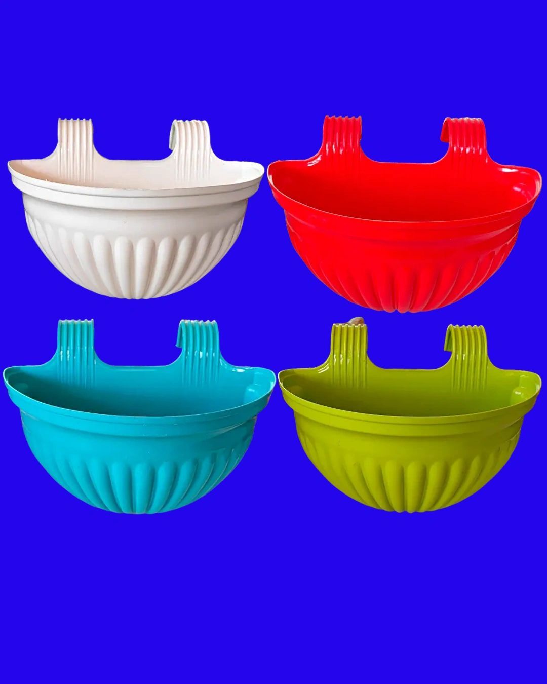 Transform Your Balcony with Stylish Double Hook Colourful Hanging Planters ( 4 Nos Set) [RAJ GARDEN PLANTS]