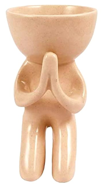 Ceramic Pot Namaste Yoga cream, Yoga Planters, Namaste Yoga Planters [RAJ GARDEN PLANTS]