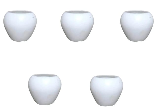 Indoor Planters White Apple Shape (Set of 3 Pots) [RAJ GARDEN PLANTS]