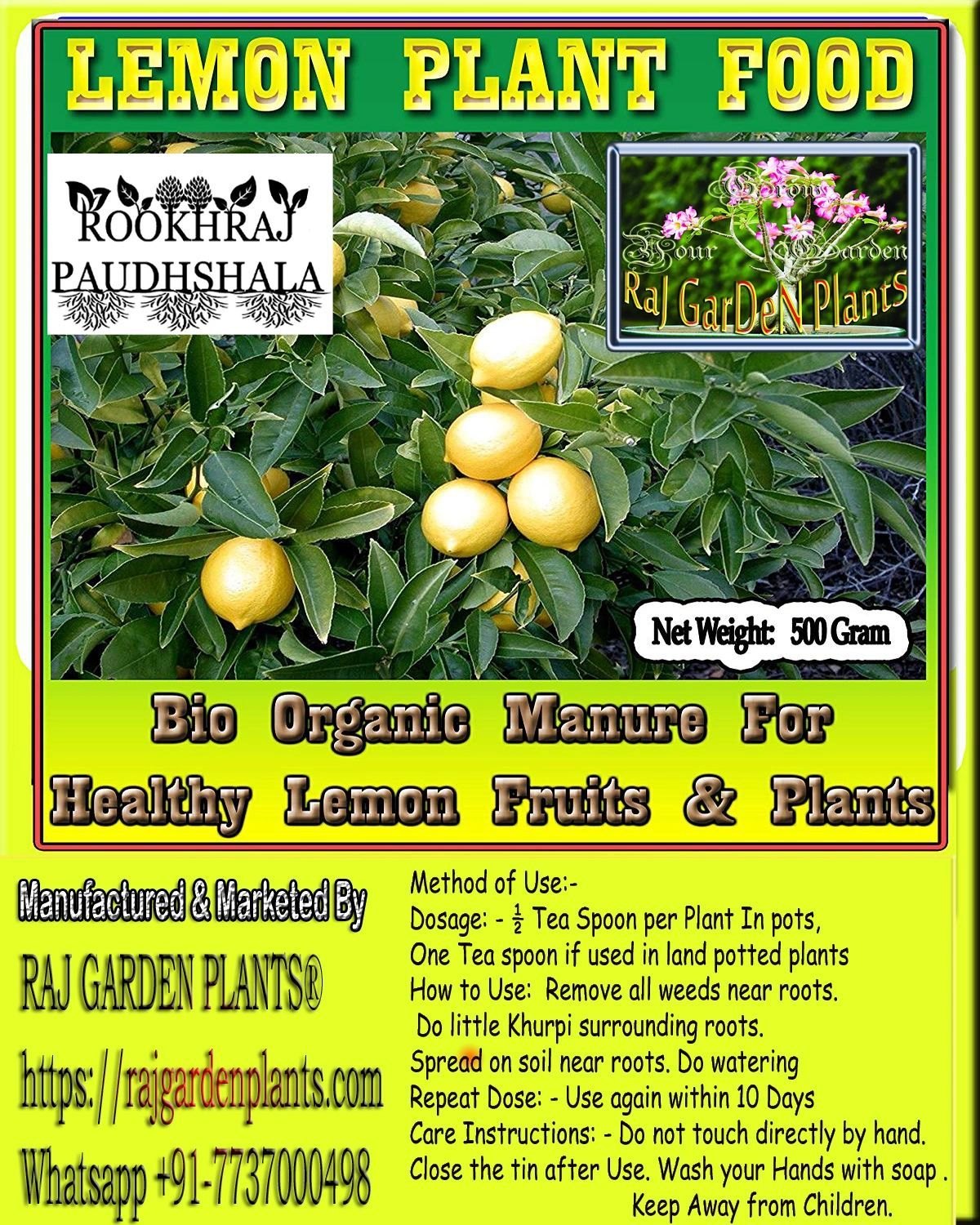 Lemon Growth Booster Jaivik Manure , Lemon Plant Food For Healthy Lemon Plants And Fruits [RAJ GARDEN PLANTS]