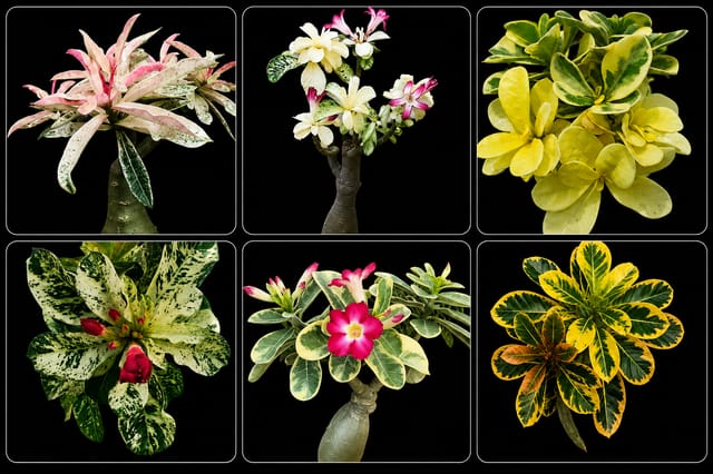 Variegated Adenium 6 Varieties Combo Pack – Imported Collection