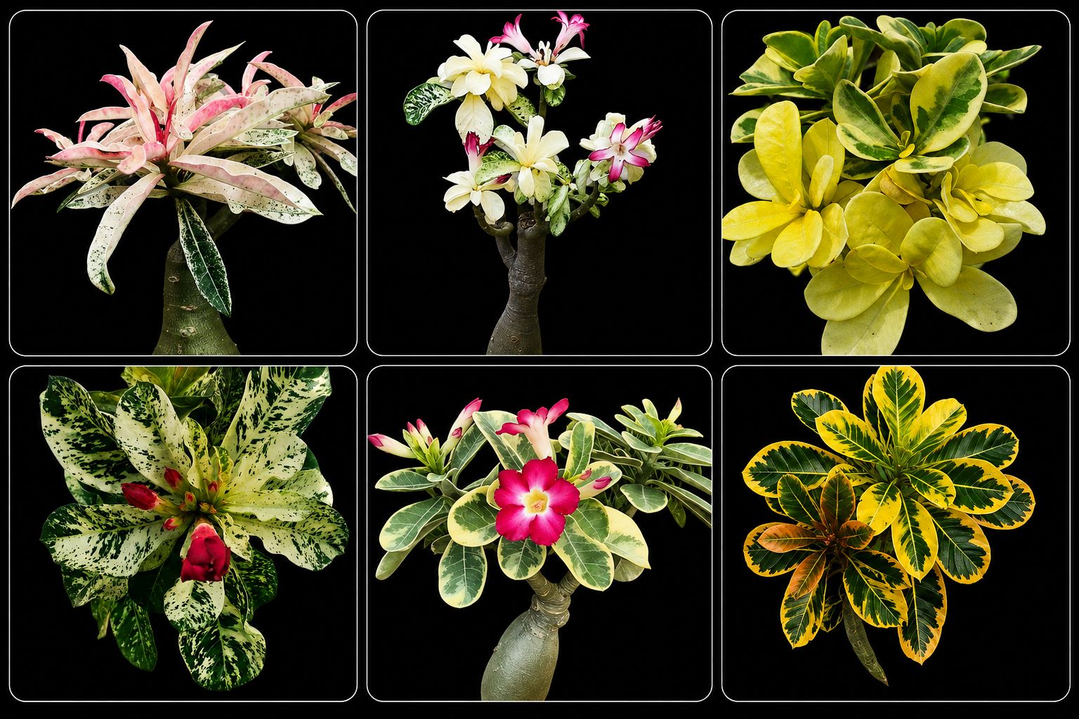 Variegated Adenium 6 Varieties Combo Pack – Imported Collection