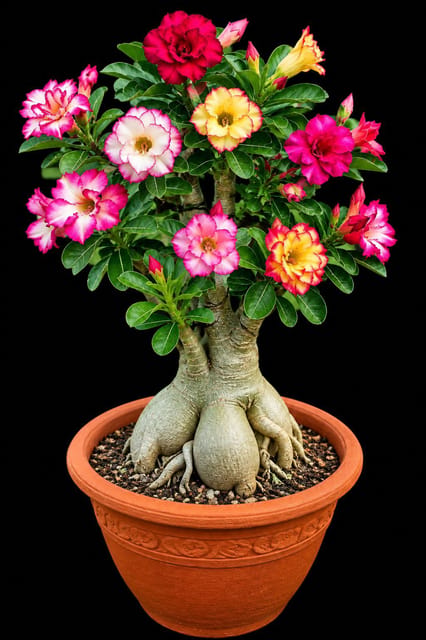 Multicolour Adenium Plant – 5 Different Flower Colours in One Plant | Pack of 01