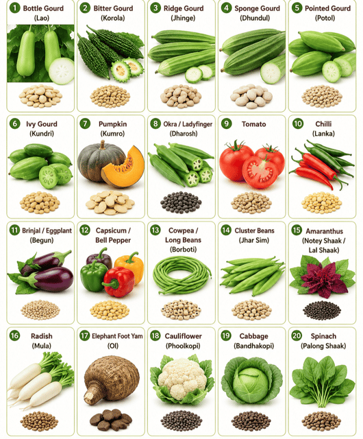 20 Organic Vegetable Seeds Combo Box